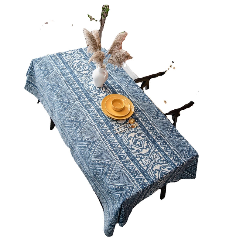 Imaki Rhyme Tablecloth Blue Geometric Triangle Printed Blog Cotton And Linen Rectangular Table Cloth Coffee Table Cover Cloth