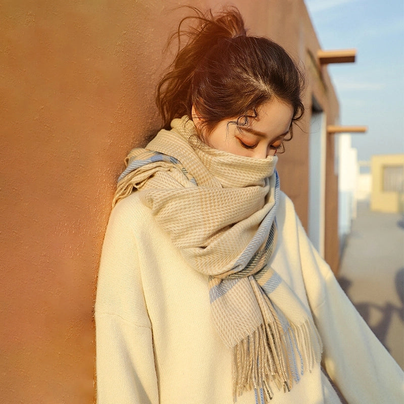 Cashmere Scarf New Winter Shawl Scarf Women's Thick Warm Tassel Scarf Scarf Winter Hair Generation