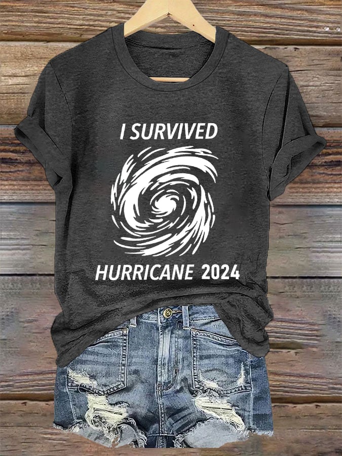 Women's 'I Survived Hurricane 2024' Print T-Shirt