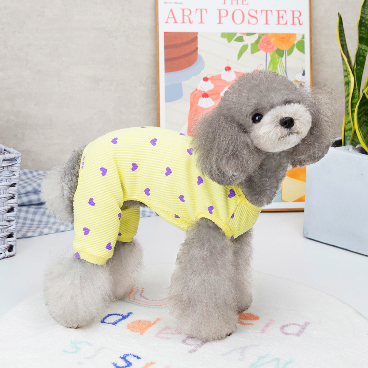 Heart Printed Cotton Dog Jumpsuits Pajama