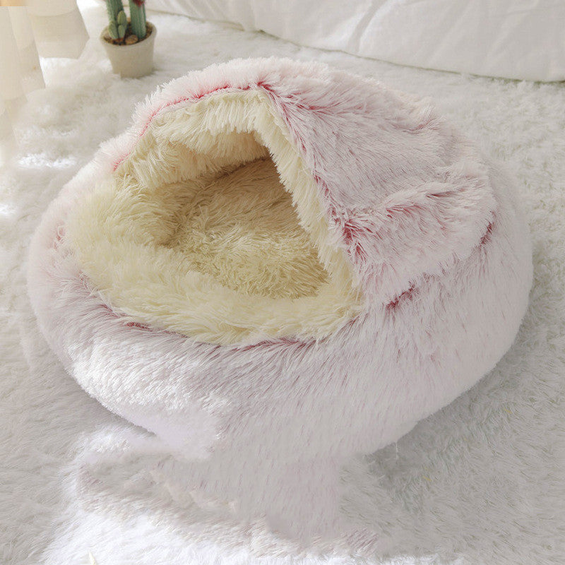 Fluffy Hooded Pet Bed