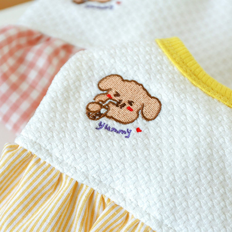 Plaid Bear Four-legged Dog Cat Clothes