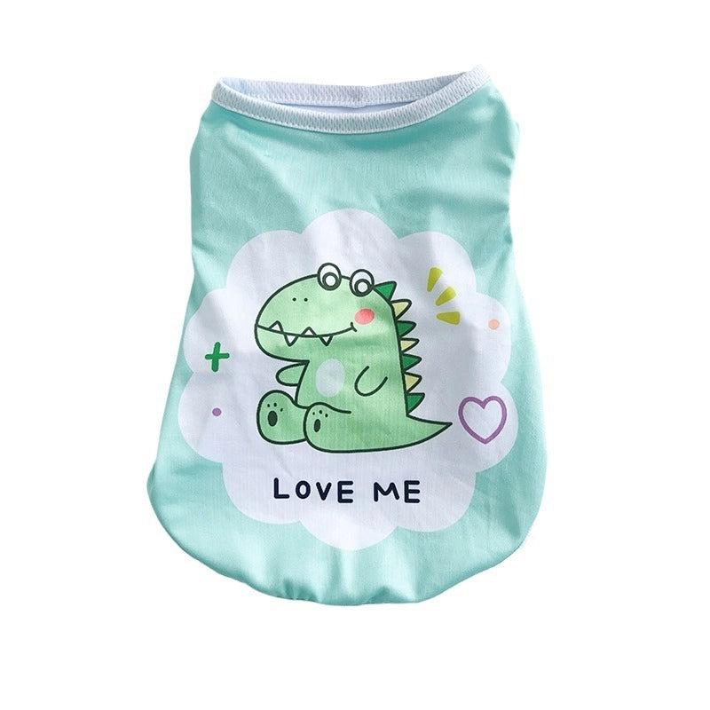 Pet Dog Thin Stretch Vest Summer Cool Sunscreen Puppy Cat Printed Clothes Teddy Fadou Clothing