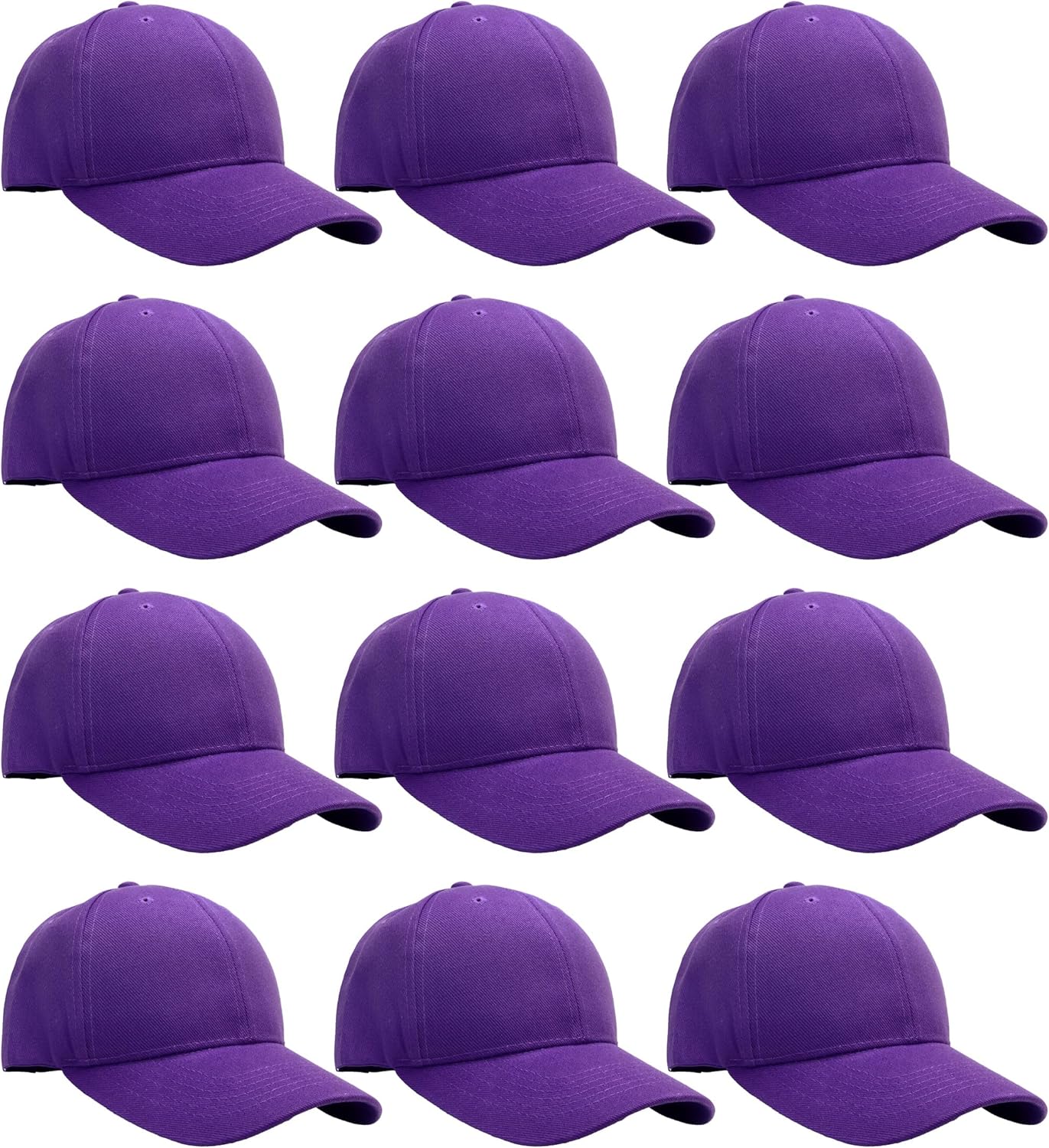 Falari Wholesale Bulk Lot 12-Pack Baseball Cap Adjustable Size Plain Blank Solid Color