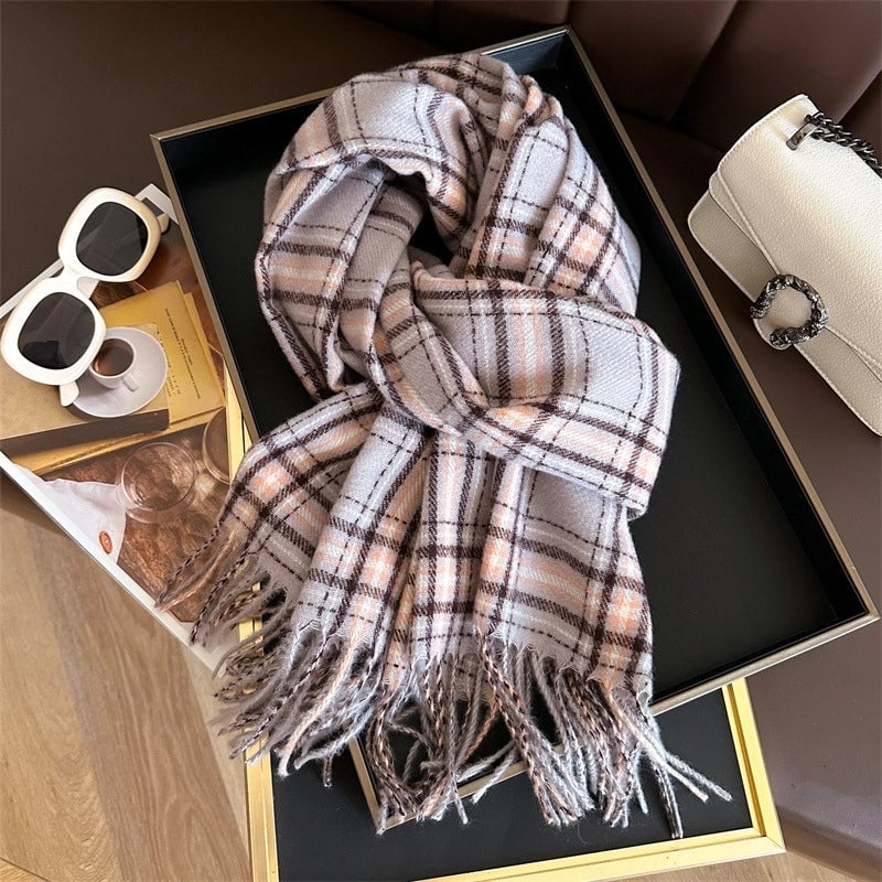 Unisex Business Basic Minimalist Tassel Imitation Cashmere Polyester Scarf