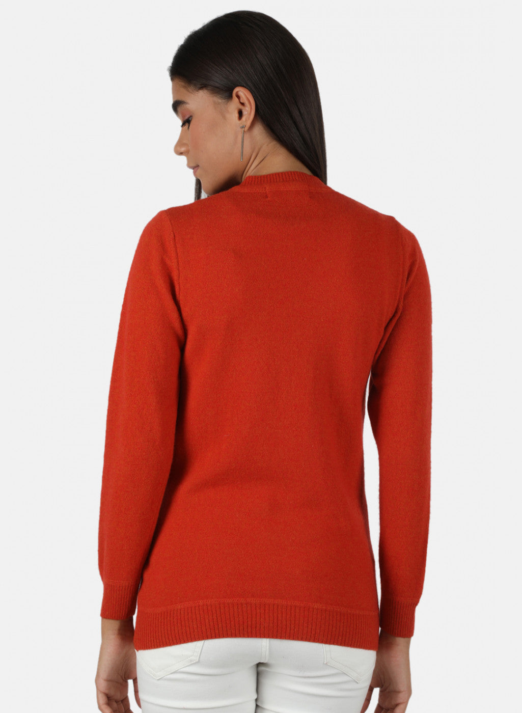 Women Orange Solid Cardigan
