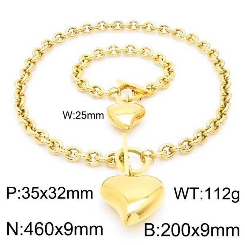 Fashion Geometric Titanium Steel 18K Gold Plated Plating Stainless Steel Jewelry Sets