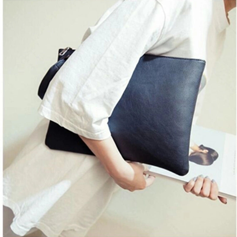 Women's Medium Autumn&winter Pu Leather Solid Color Basic Square Hook Loop Clutch Bag