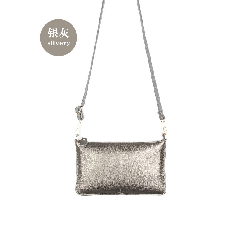 Small Leather Solid Color Fashion Zipper Envelope Bag Shoulder Bag