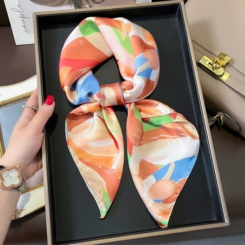 Women's Elegant Flower South  Satin Silk Scarves