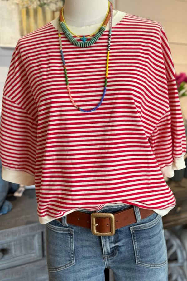 Red Striped Cotton Tee