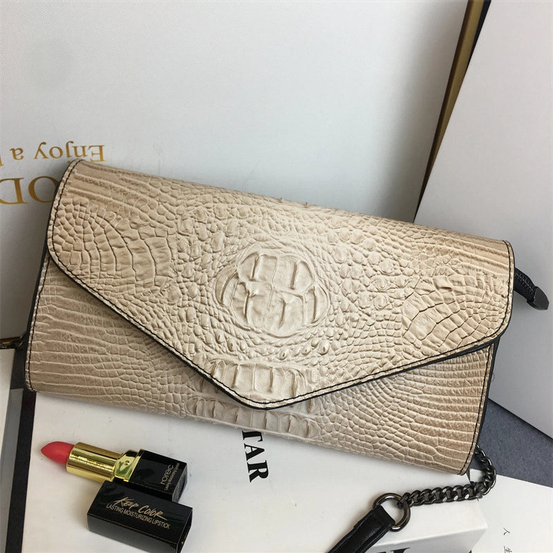 Red Brown Grey Pu Leather Crocodile Square Clutches