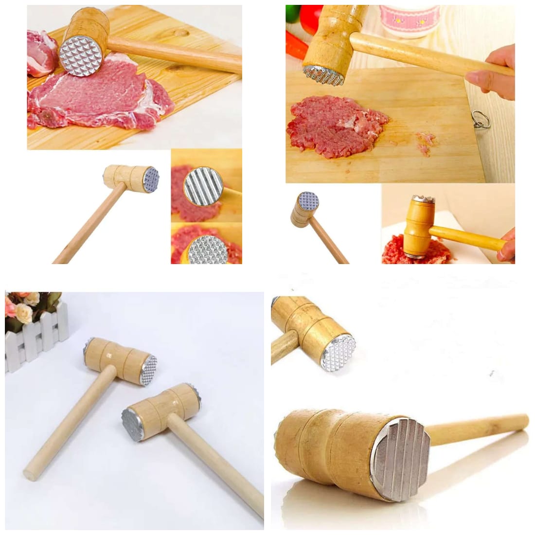 Double Sided Wooden Meat Hammer