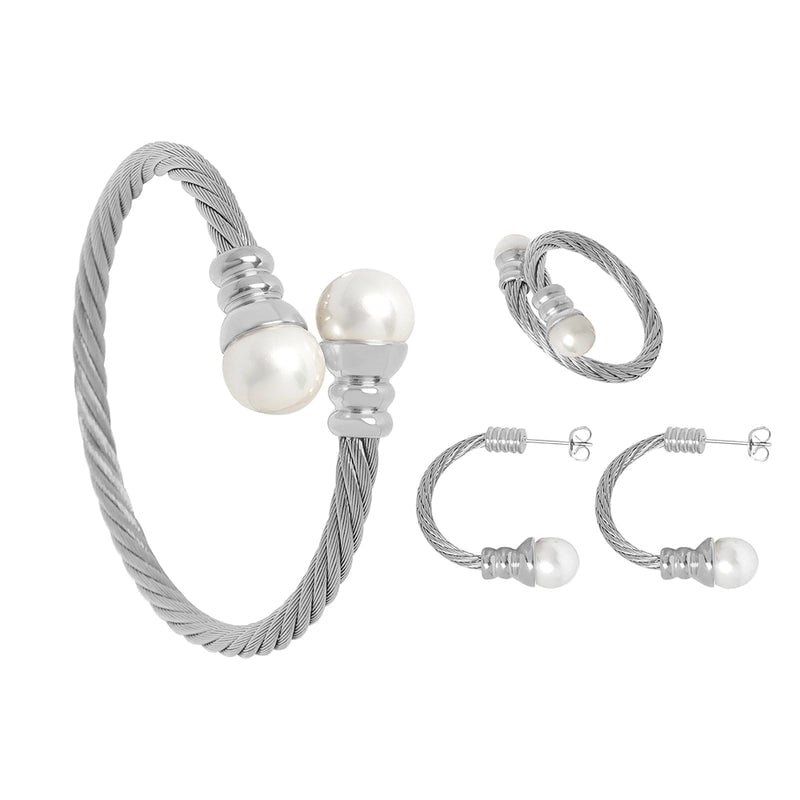 Minimalist Solid Color 304 Stainless Steel 18K Gold Plated Plating Rings Bracelets Earrings