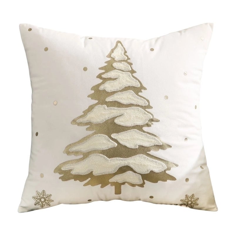 Fashion Christmas Tree Elk Short Plush Pillow Cases