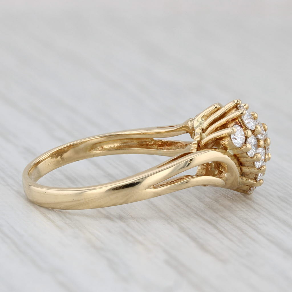 0.66ctw Diamond Cluster Bypass Ring 18k Yellow Gold Size 6.5