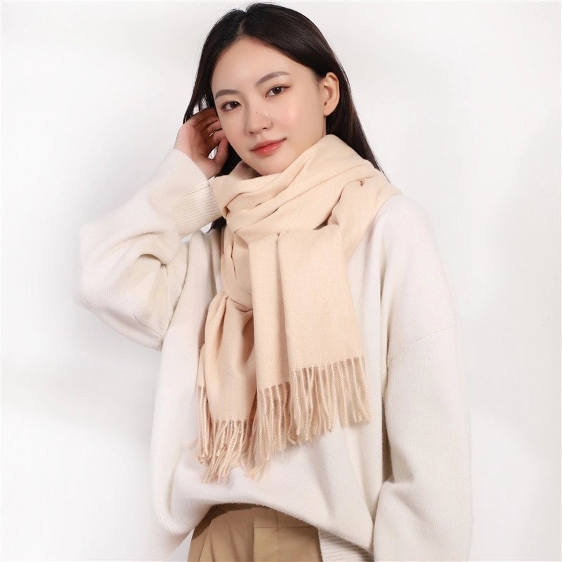 Cashmere Scarf Women Autumn And Winter Solid Color Simple Scarf Sweet Shawl Thick Warm Scarf