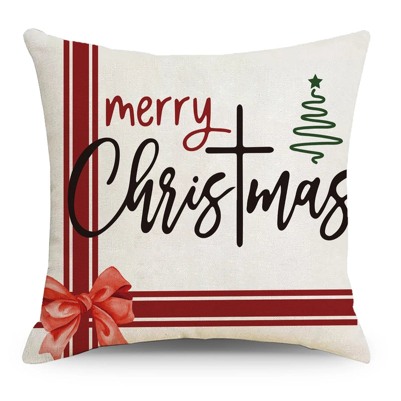 Fashion Christmas Tree Christmas Socks Letter Linen Pillow Cases