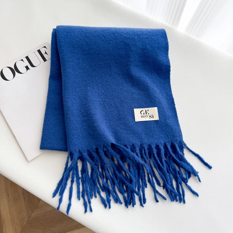Women's Minimalist Solid Color Imitation Cashmere Tassel Scarf