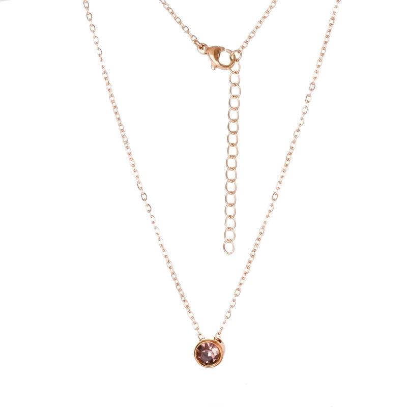 Stainless Steel 18K Gold Plated Rose Gold Plated IG Style Plating Inlay Round Birthstone Pendant Necklace