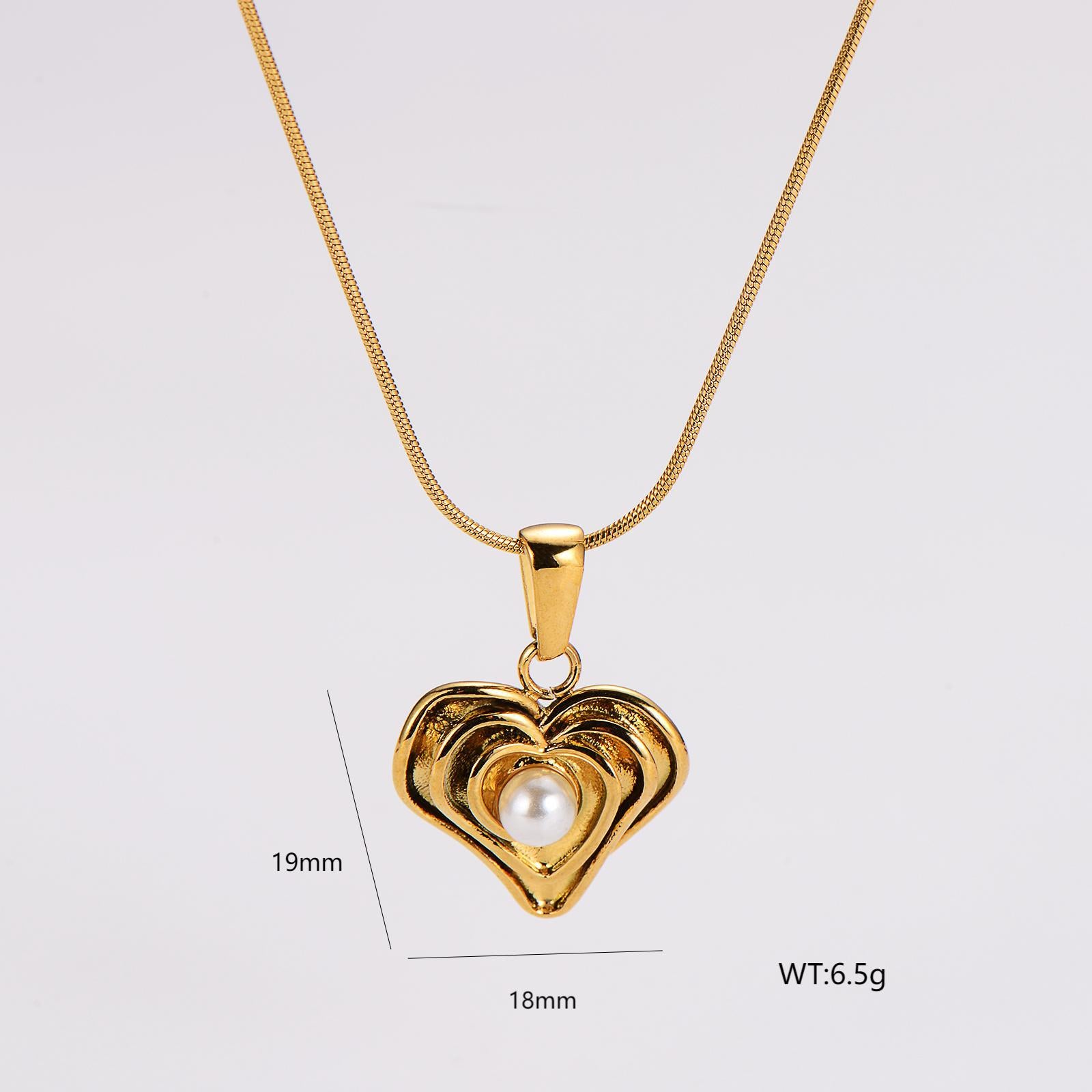Aml  Retro Fashion Geometric Love Necklace Female Stainless Steel Style Clavicle Chain