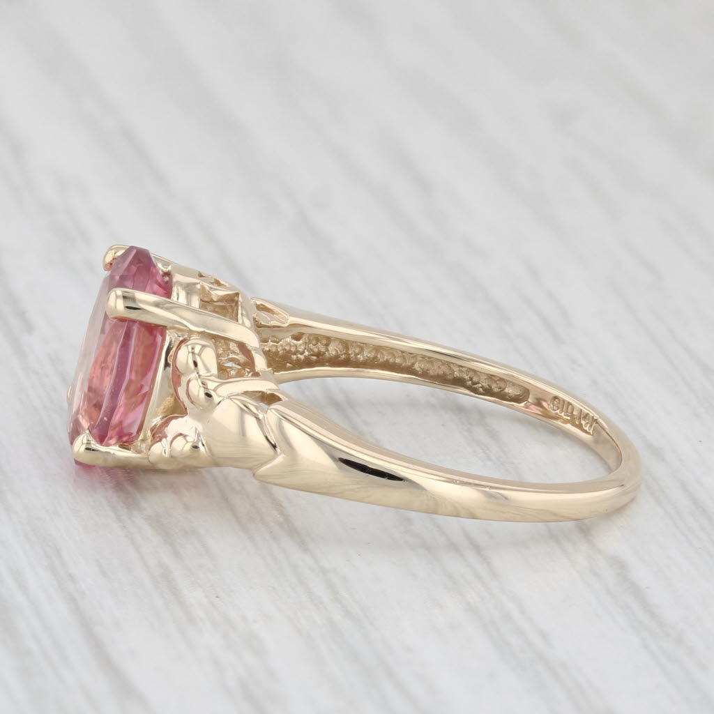 3ct Pink Tourmaline Oval Solitaire Ring 14k Yellow Gold Size 7