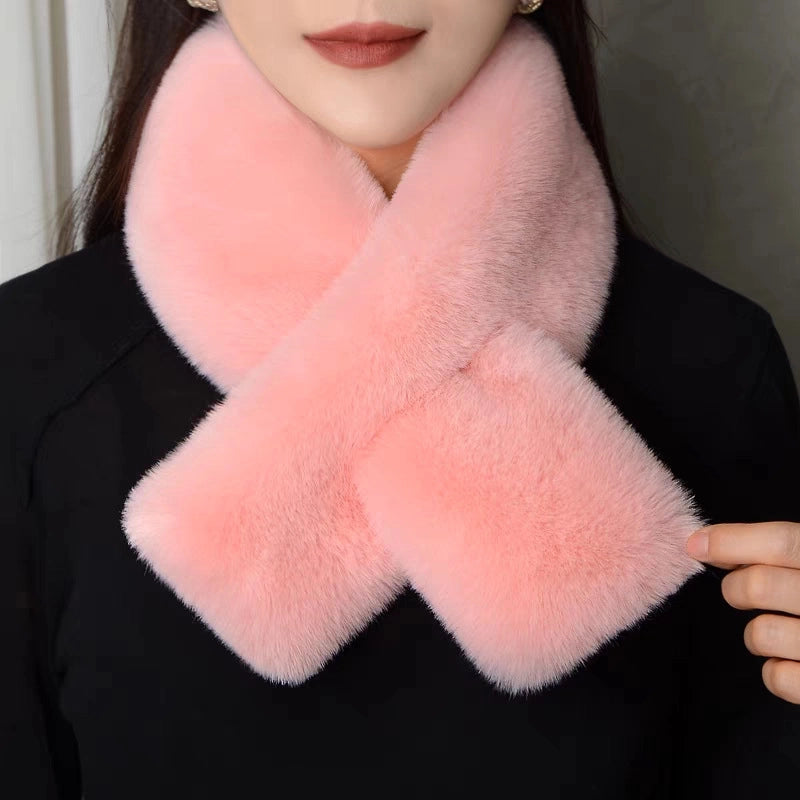 Flat Plush Scarf Imitation Rex Rabbit Hair Fashion Thickened Warm Scarf Advanced Sense Simple Flat Scarf