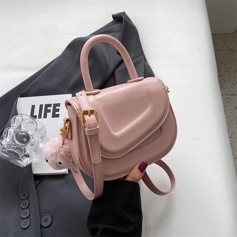 Women's Small Pu Leather Solid Color Cute Square Zipper Handbag