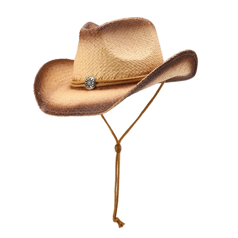 Western Cowboy Hat Rider Hat Sunshade Sun Protection Retro Style Straw Hat Spring And Summer New