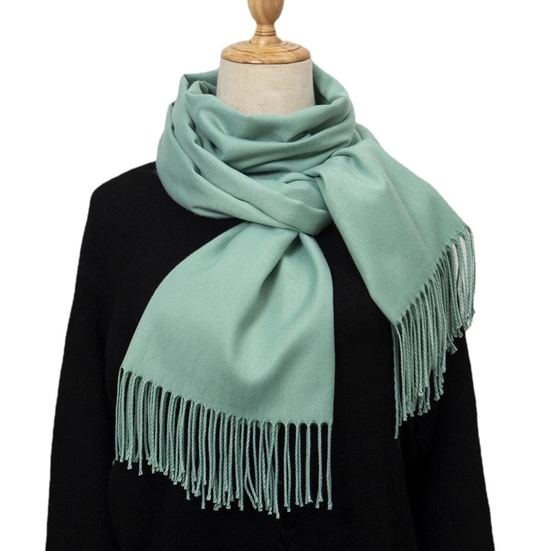 Women's Minimalist Solid Color Imitation Cashmere Tassel Scarf
