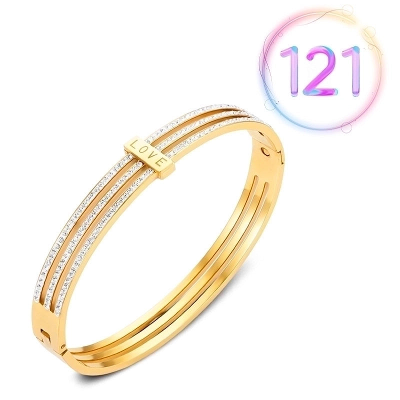 2 Pieces Fashion Geometric Stainless Steel Plating Zircon Bangle
