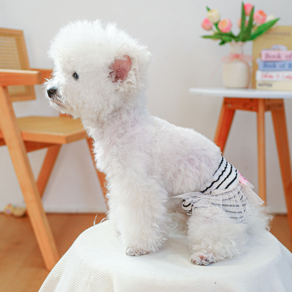 Washable Striped Bow Lace Dog Diaper Pants