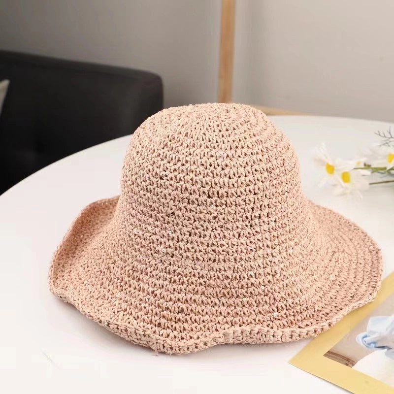 Women's Summer Hat Hand-woven Straw Hat Spring And Autumn Outdoor Sunshade Hat Beach Sunscreen Hat Foldable