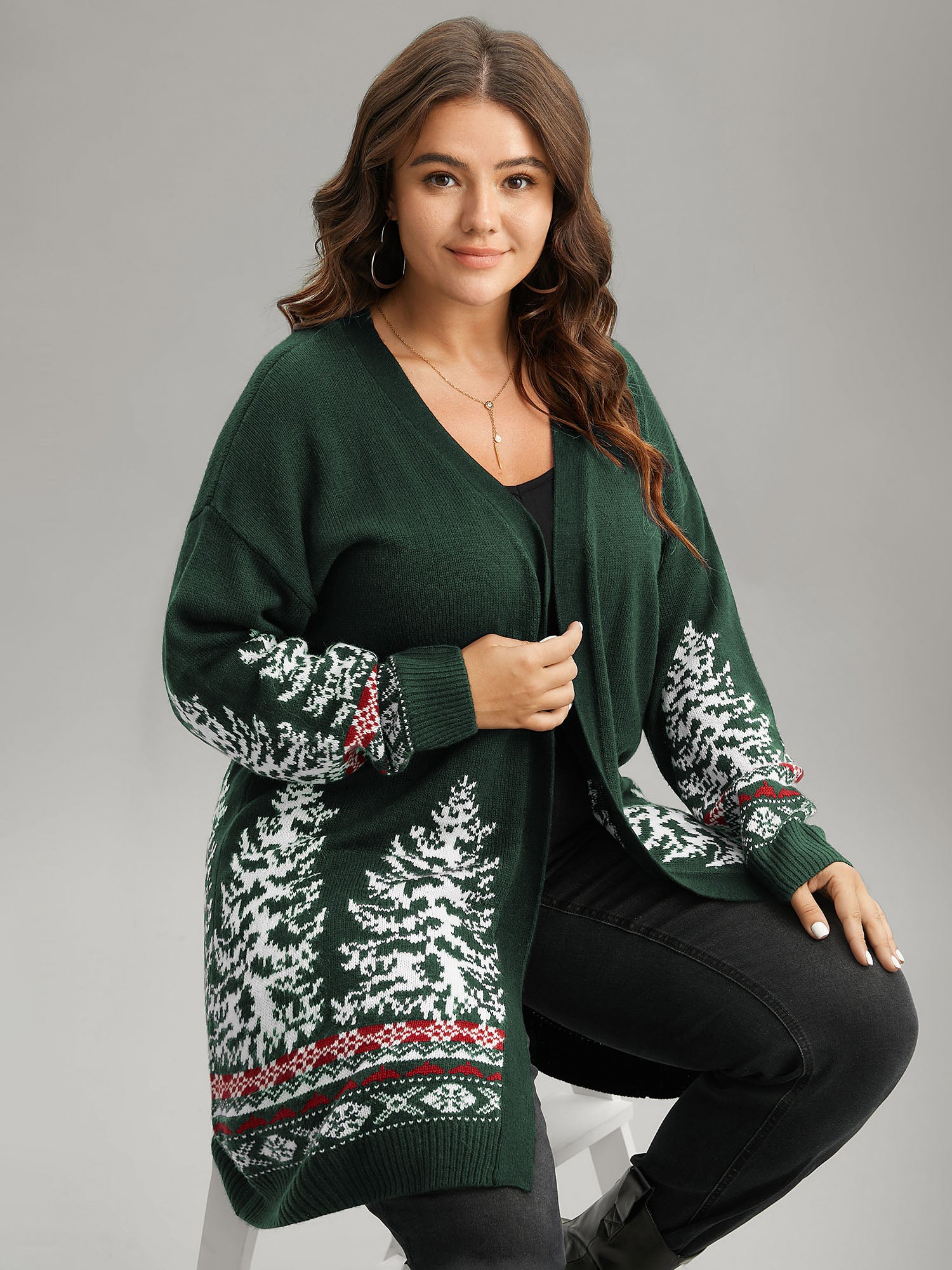 Christmas Trees Contrast Cardigan