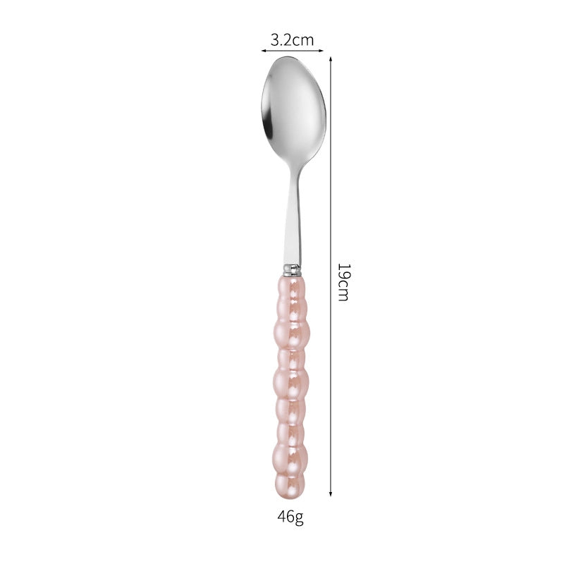Ceramic Pearl Handle Stainless Steel Knife. Fork And Spoon Creative Light Luxury Western Food Hotel Steak Knife Dessert Spoon Tableware Suit