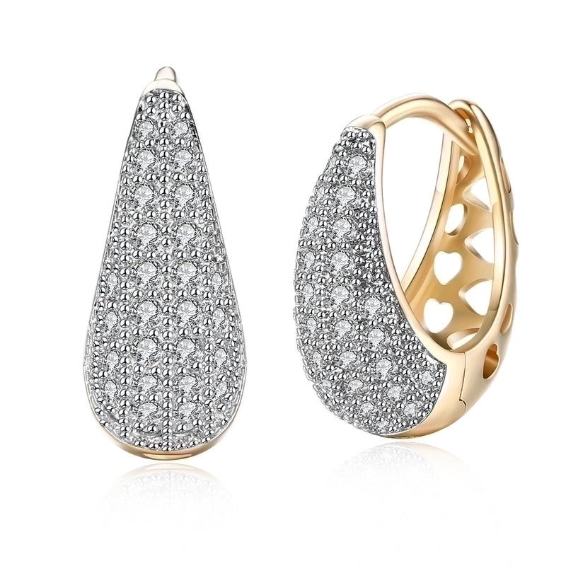 Minimalist Oval Copper Inlay Zircon Earrings 1 Pair