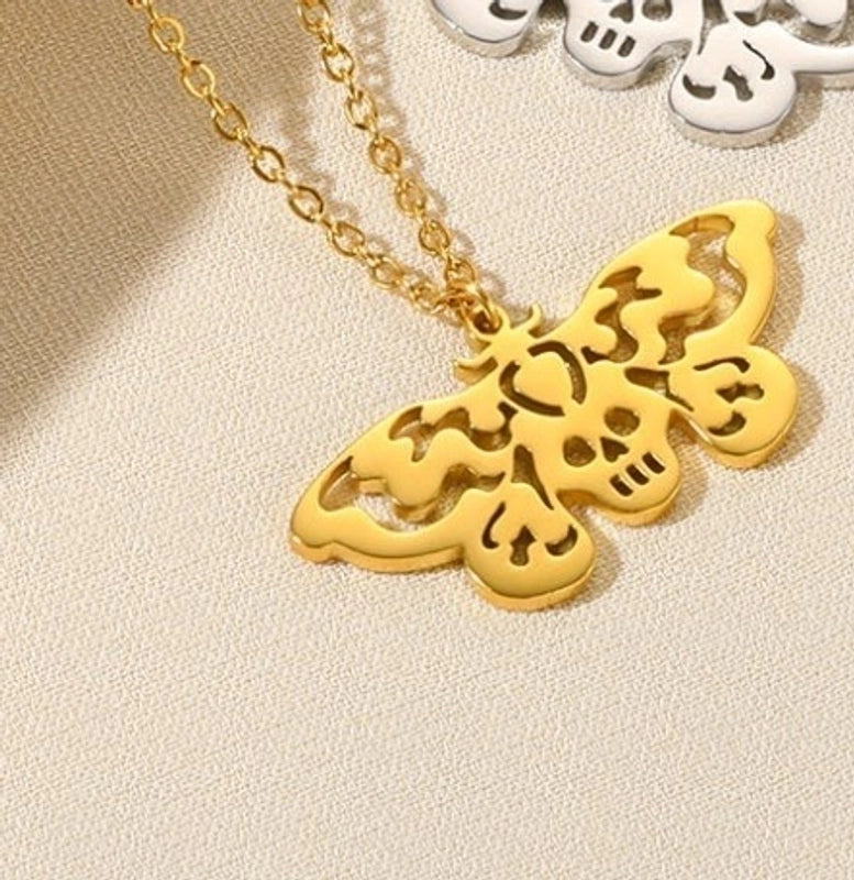 Minimalist Devil's Eye Heart Shape Butterfly Stainless Steel Plating Hollow Out Pendant Necklace