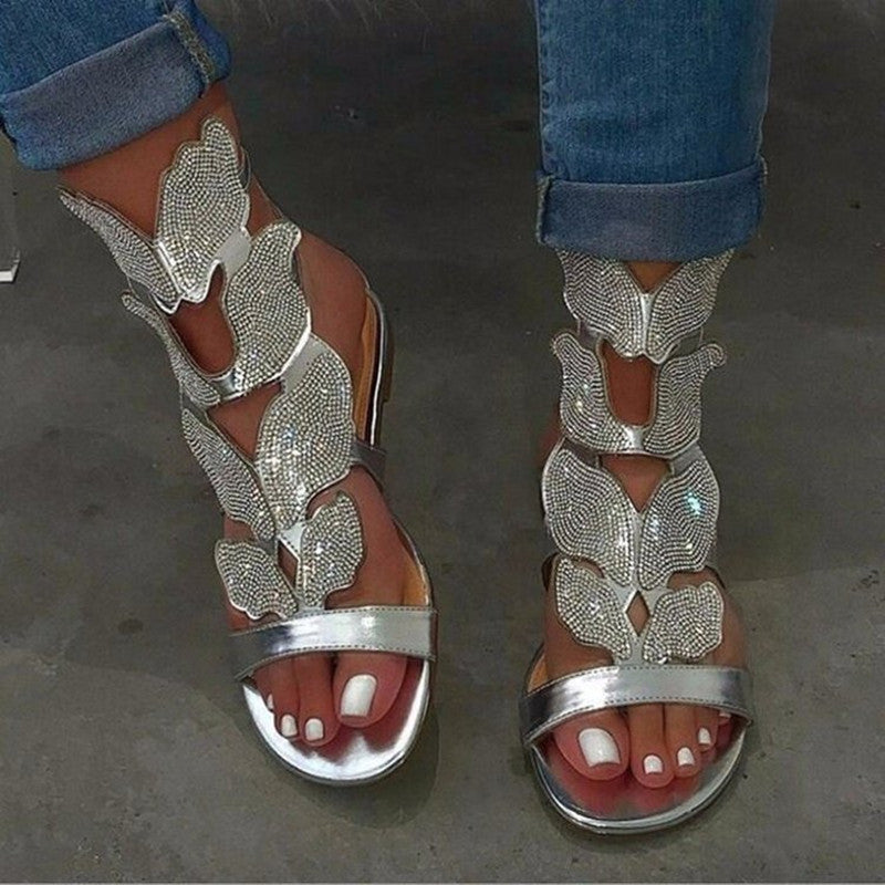 Fashion Hollowed Out Hot Drill Fish Mouth Out Door Sandals
