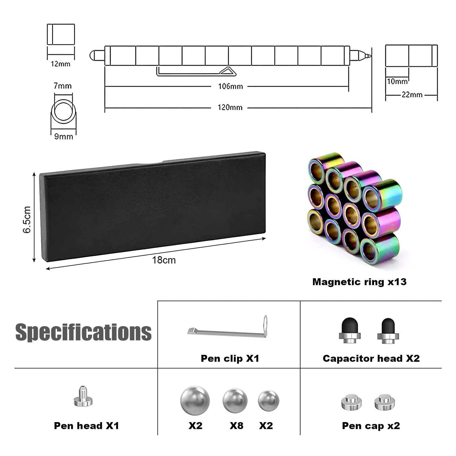 🔥Upgraded Magnetic Metal Polar Pen Decompression Touch Pen Multifunctional Deformable Magnet Writing Pen Fidget Toy Gift