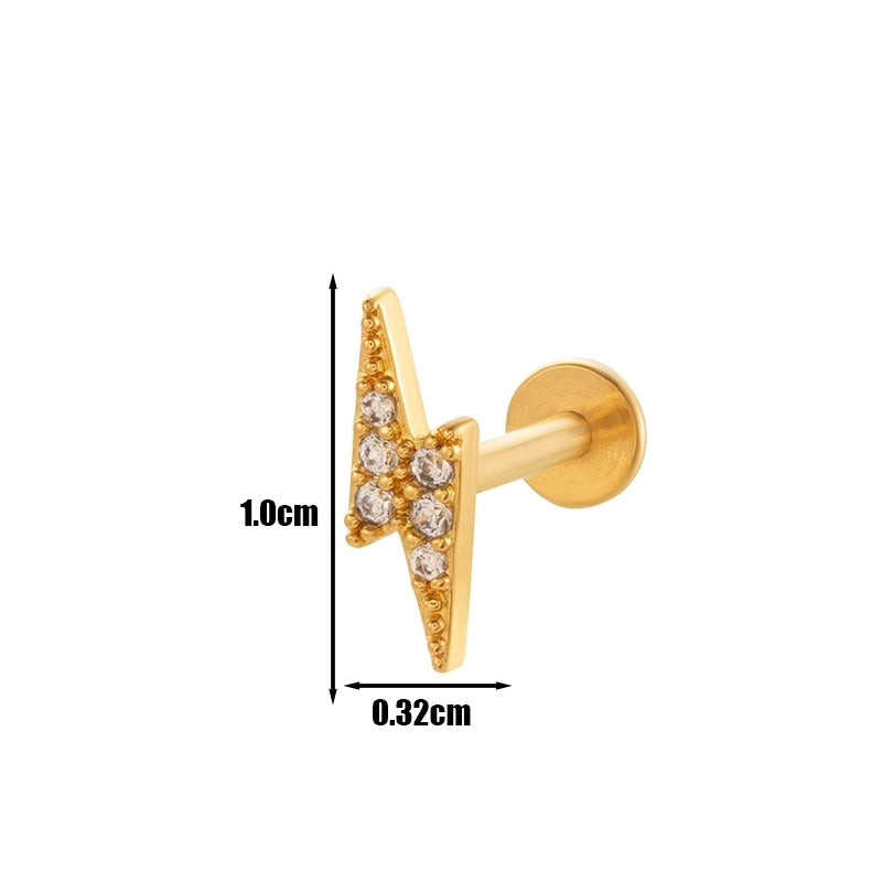 1 Piece Lip Rings Cool Style Pentagram Flower Butterfly 316L Stainless Steel  Copper Plating Inlay Zircon