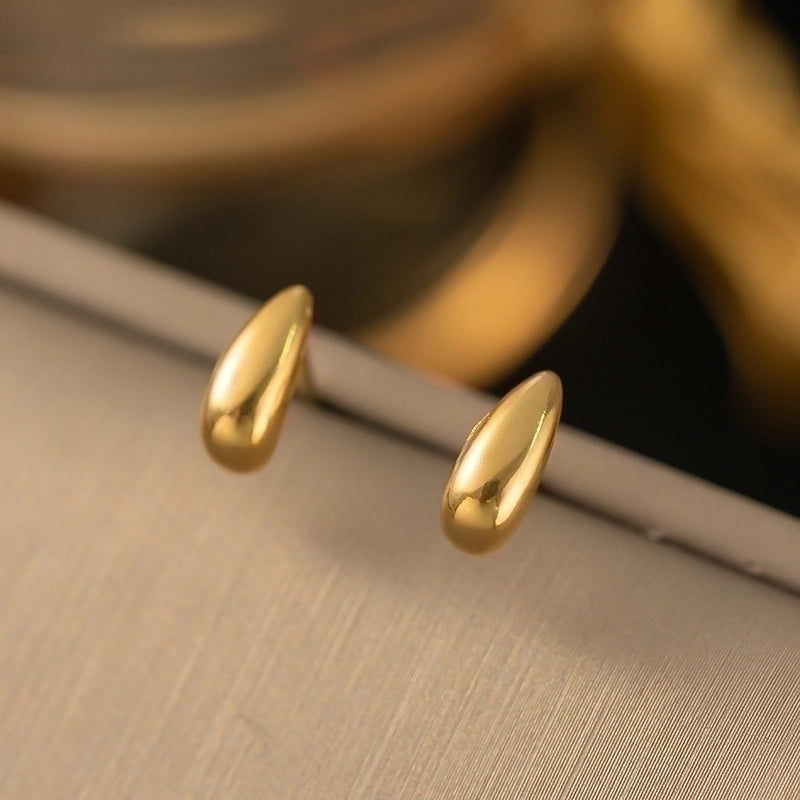 1 Pair Minimalist Solid Color Plating 304 Stainless Steel 18K Gold Plated Ear Studs