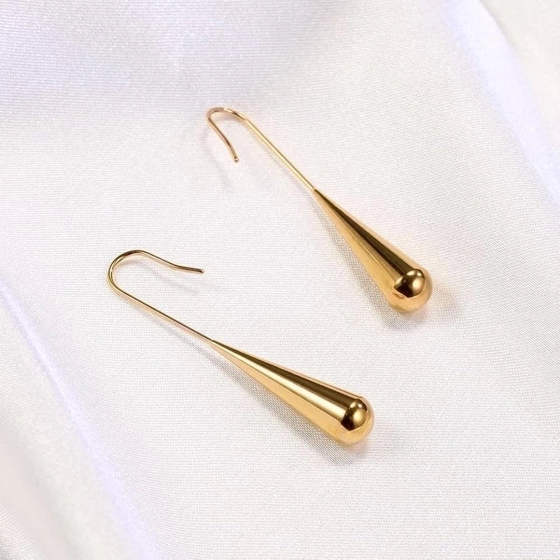 1 Pair Casual Elegant Minimalist Solid Color Polishing Plating Stainless Steel 18k Gold Plated Drop Earrings