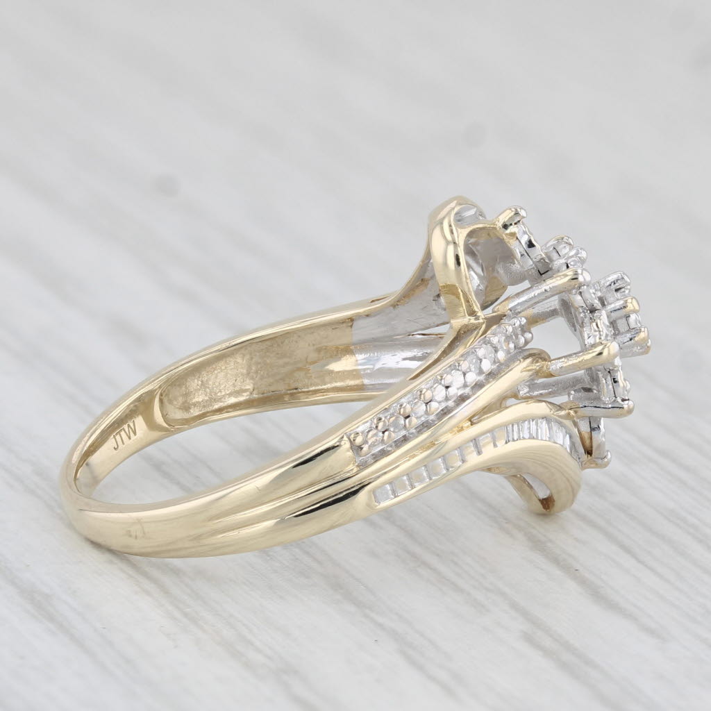 0.11tw Diamond Cluster Bypass Ring 10 Yellow Gold Size 7 Engagement