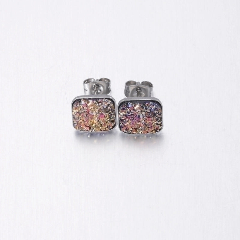 5 Pieces Elegant Minimalist Geometric Plating Inlay Stainless Steel Resin None Ear Studs