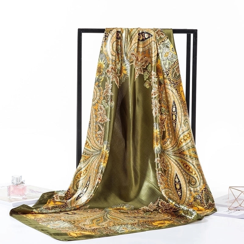 Women's Minimalist Flower Satin Printing Scarves & Gloves