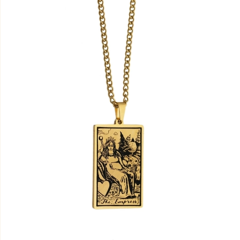 Retro Tarot Stainless Steel Titanium Steel Plating Necklace
