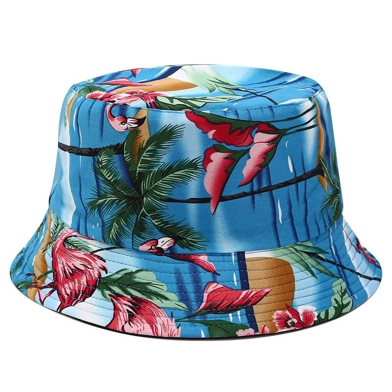 Women's Minimalist Flower Printing Flat Eaves Bucket Hat