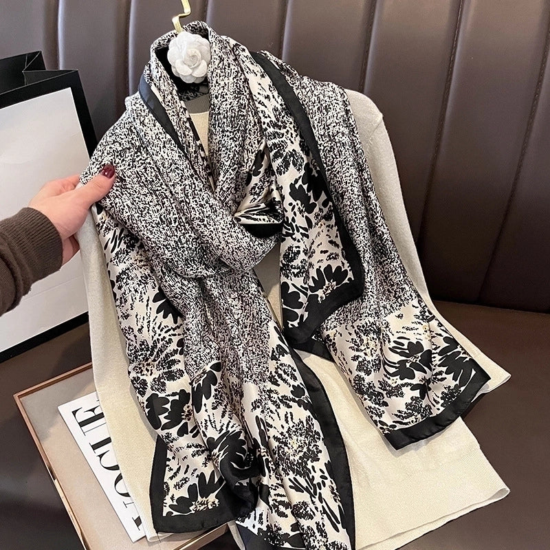 Adults Ig Style Mango Satin Printing Silk Scarf Shawl