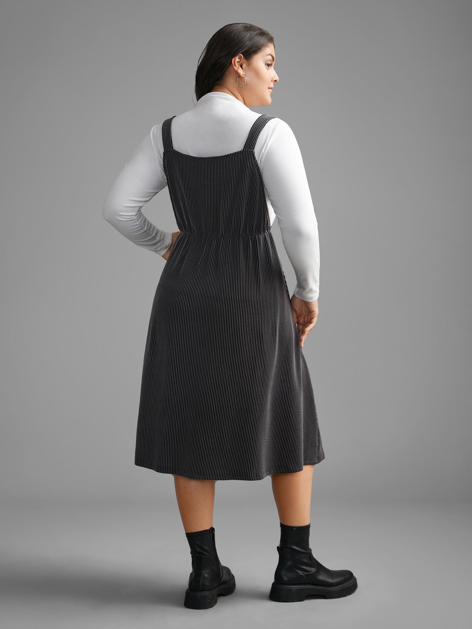 Texture Square Neck Midi Dress