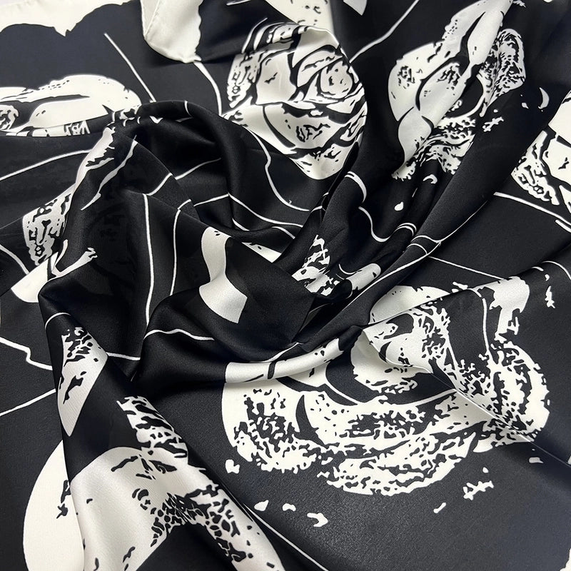 Women's Ig Style Minimalist Flower Satin Printing Silk Scarf